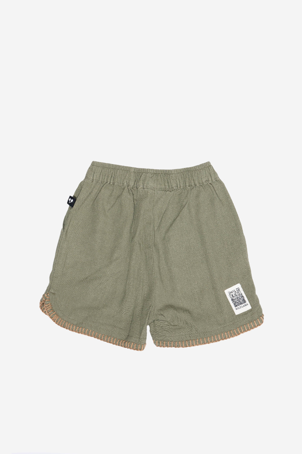 Short Cinza Con Lino Verde Kids
