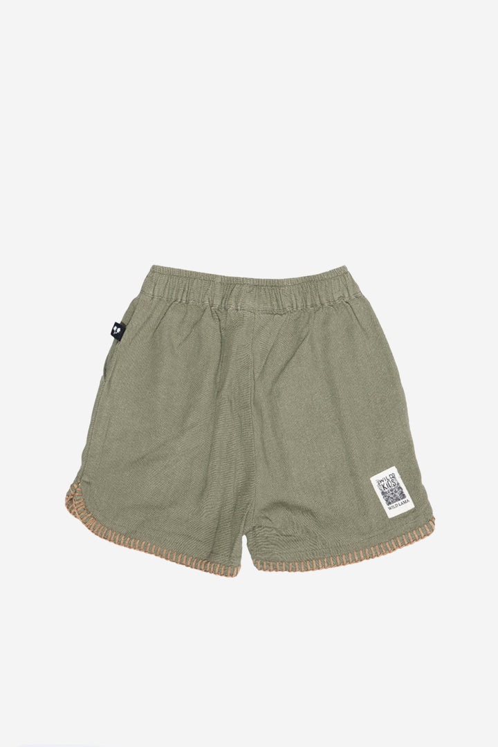 Short Cinza Con Lino Verde Kids