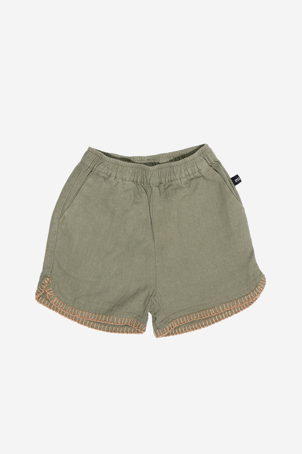 Short Cinza Con Lino Verde Kids