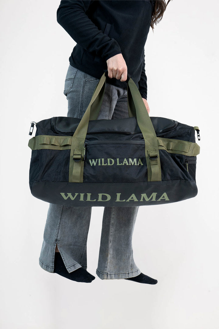 Bolso Travel Bek Reciclada Negra Verde 60L