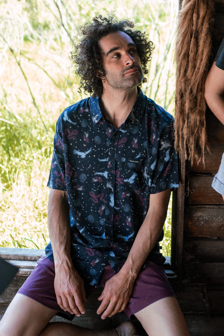 Guayabera Mero Viscosa Negro Hombre