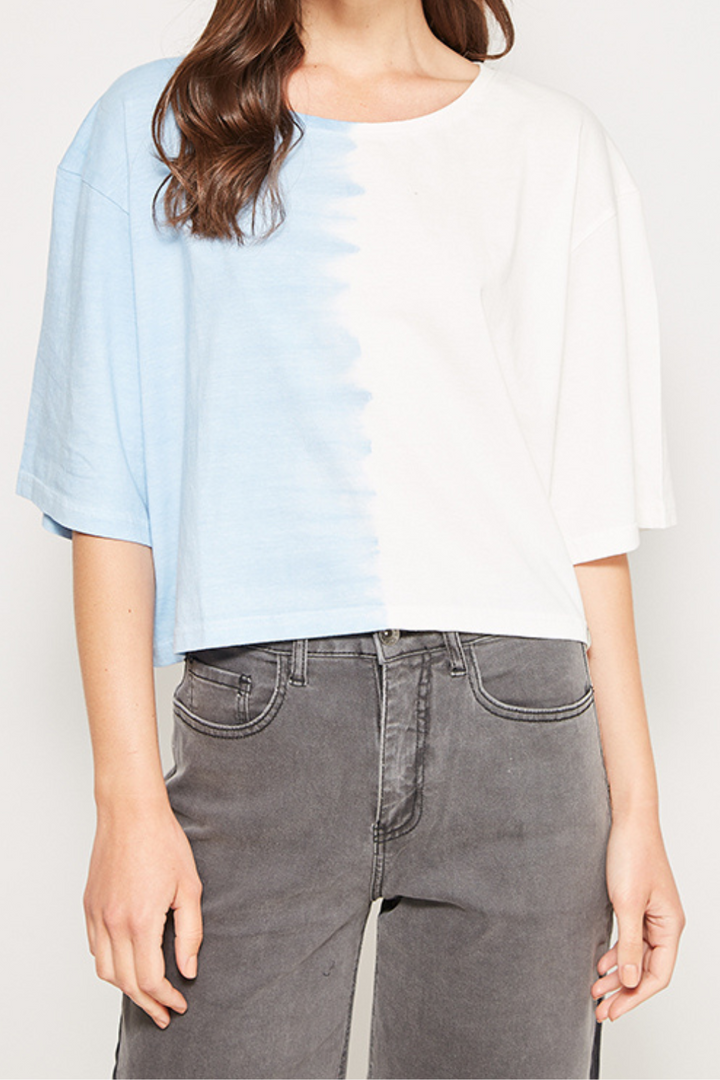 Polera Dip Tie Algodón Orgánico Mujer Azul