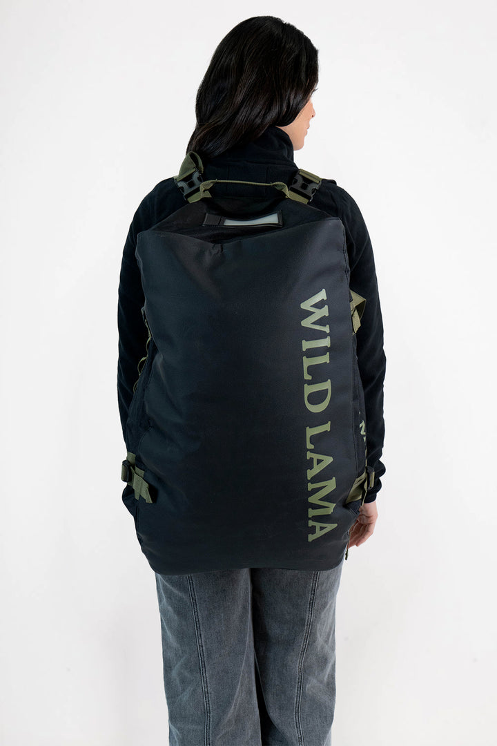 Bolso Travel Bek Reciclada Negra Verde 60L
