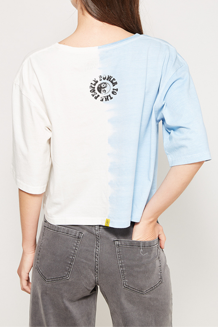 Polera Dip Tie Algodón Orgánico Mujer Azul