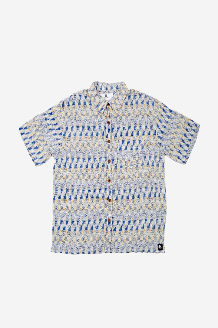 Guayabera Bunche Geométrico Azul