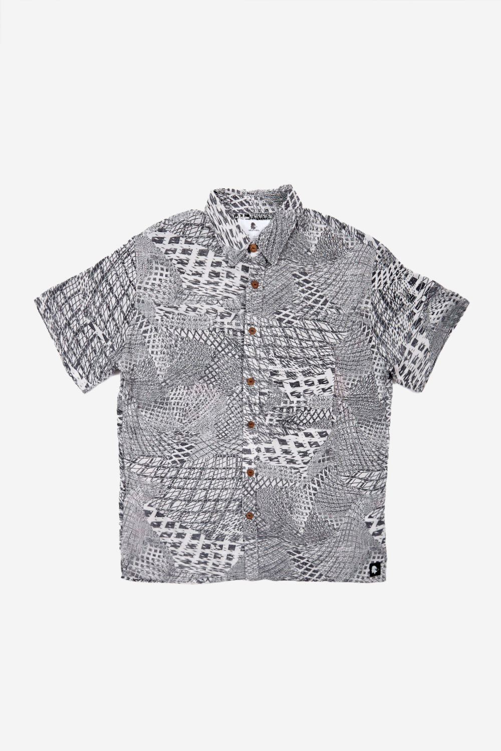 Guayabera Bunche Geométrico Blanco Negro