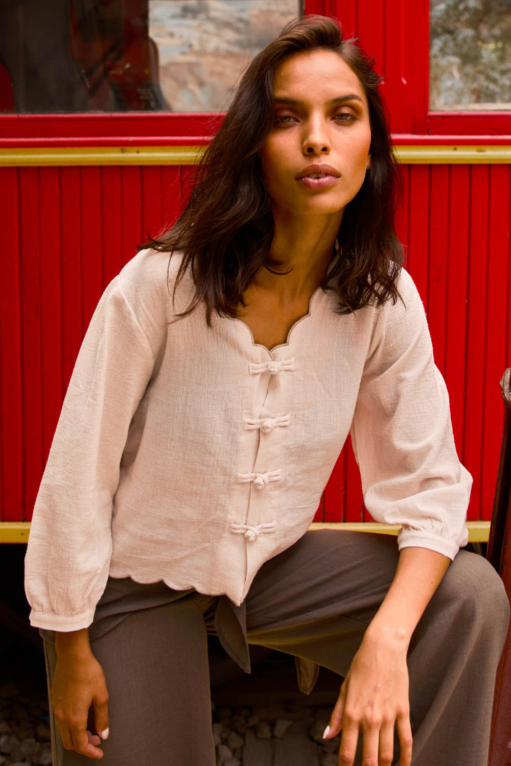 Blusa Iria Orgánica Beige Mujer