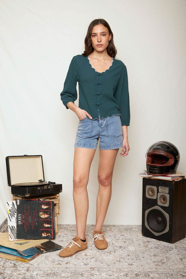 Blusa Iria Orgánica Petróleo Mujer