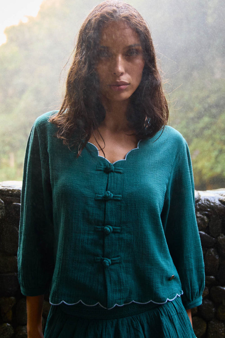 Blusa Iria Orgánica Petróleo Mujer