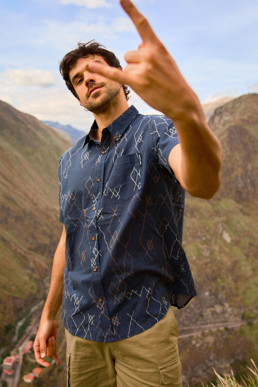 Camisa Azore Orgánica Azul Hombre