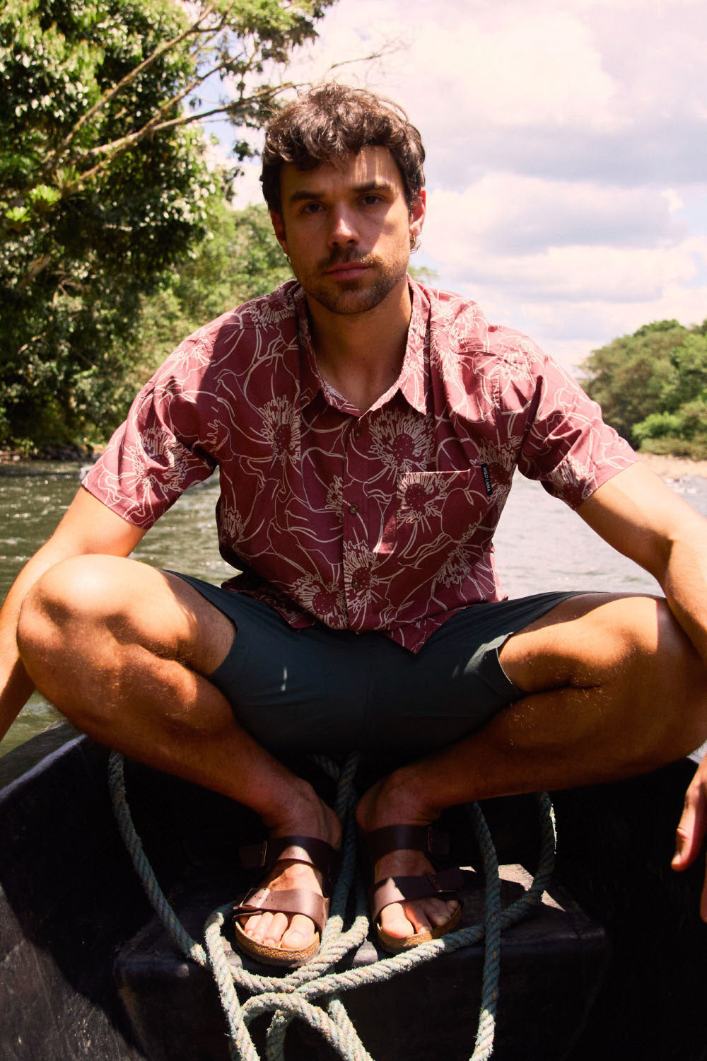 Camisa Azore Orgánica Burdeo Hombre