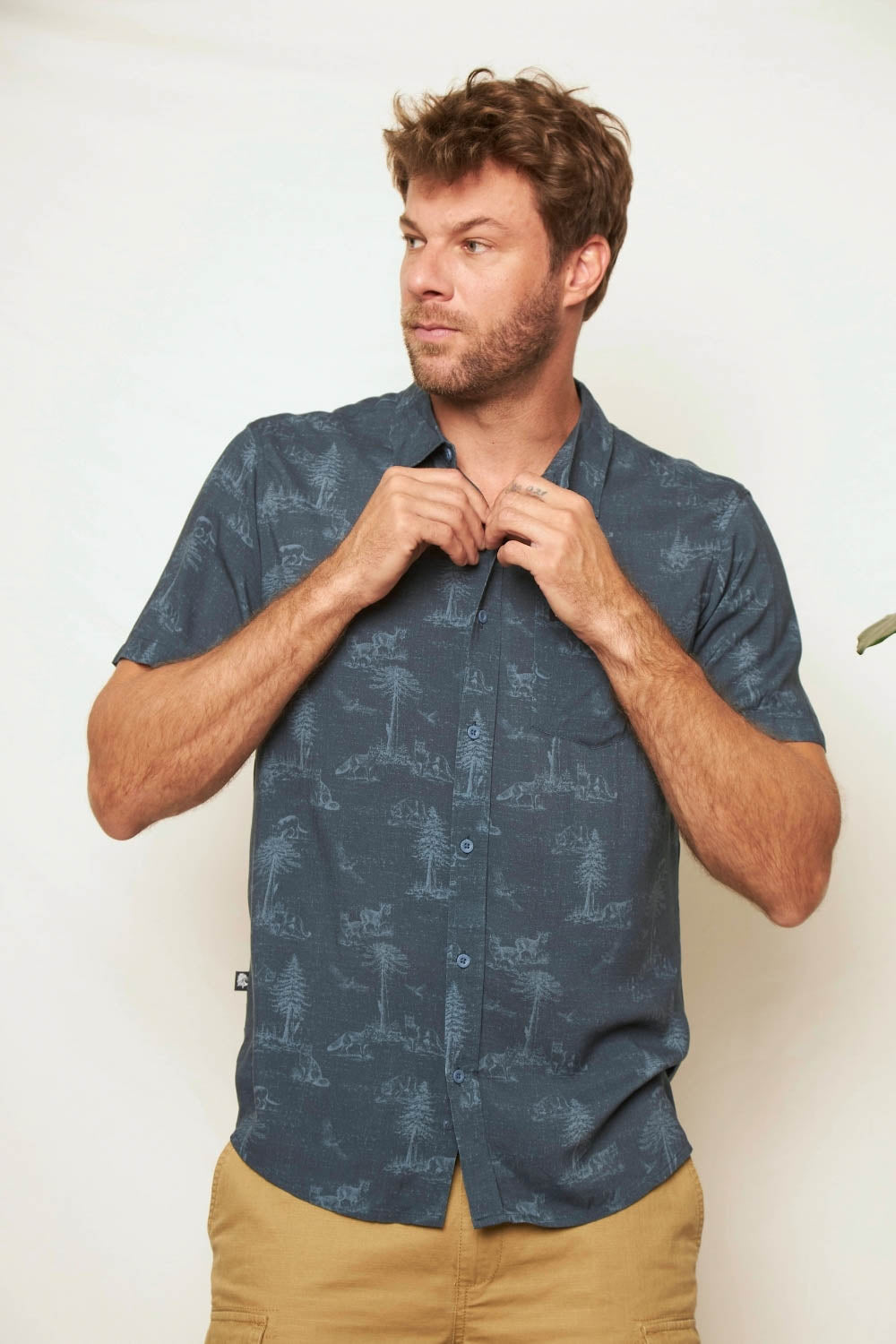 Camisa Mero Árboles Azul Hombre
