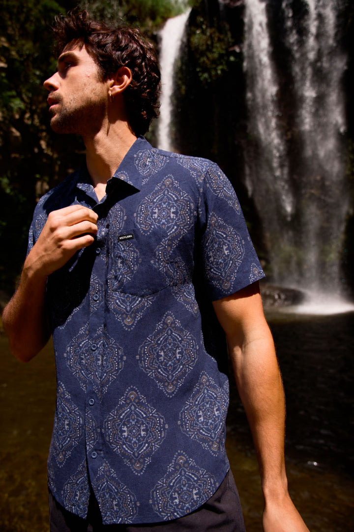 Camisa Mero Mandala Azul Hombre