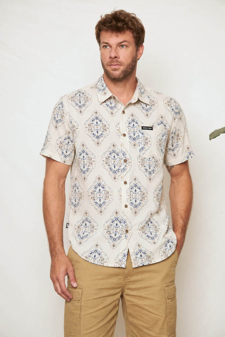 Camisa Mero Mandala Beige Hombre