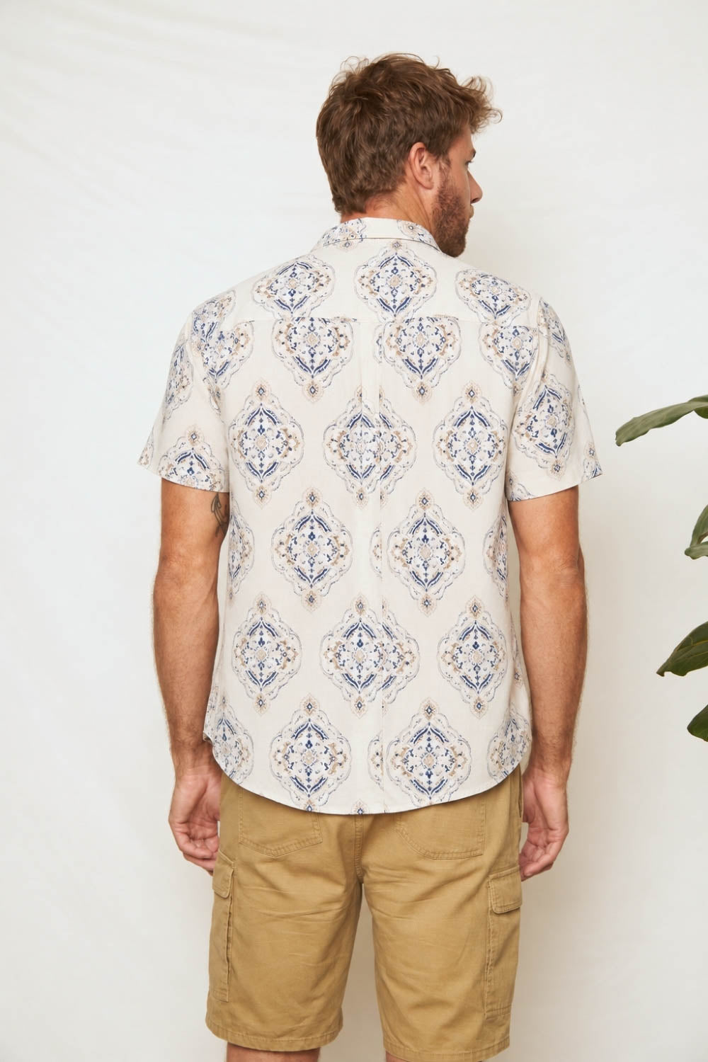 Camisa Mero Mandala Beige Hombre