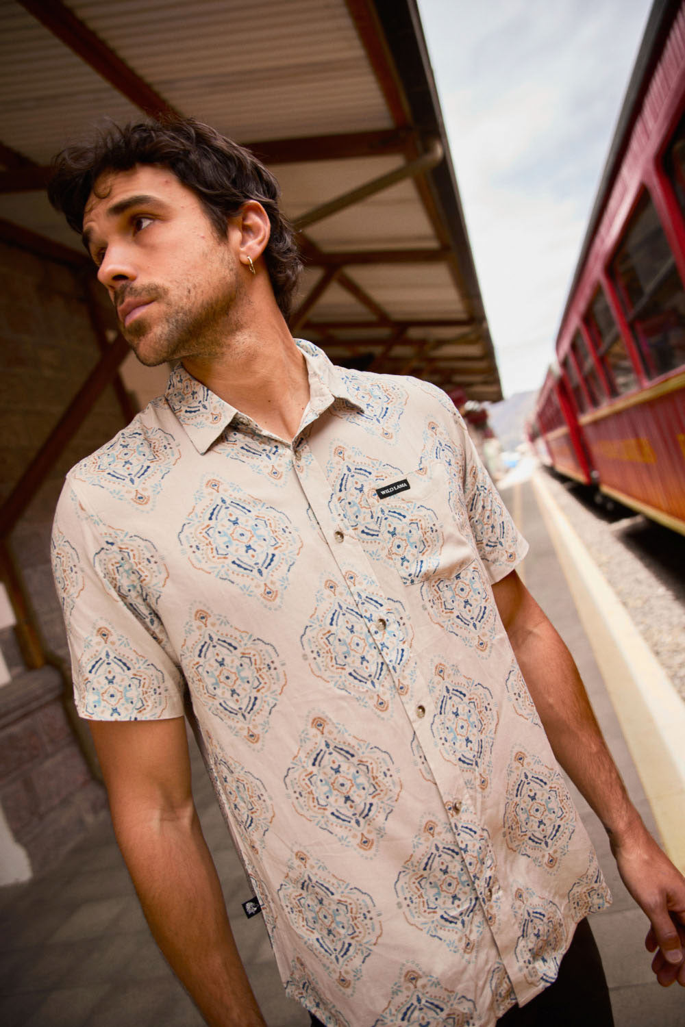 Camisa Mero Mandala Beige Hombre