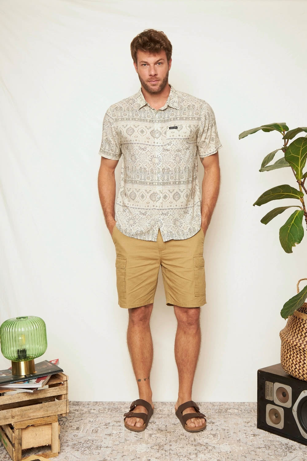 Camisa Mero Paisley Beige Hombre