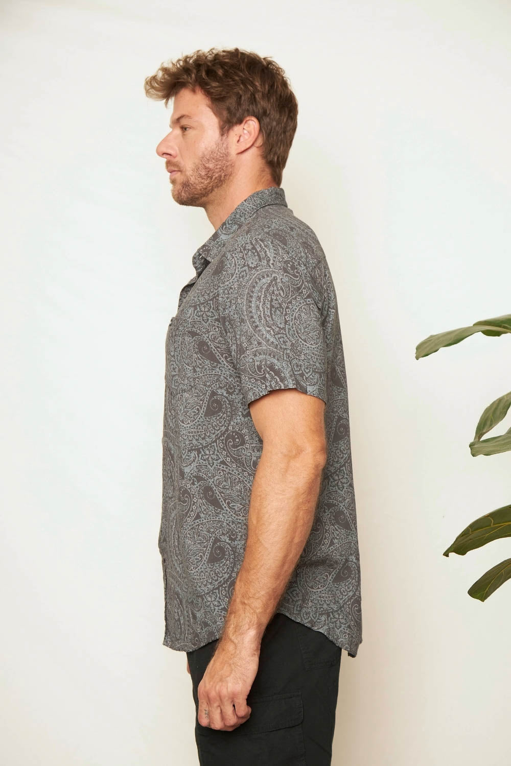 Camisa Mero Paisley Gris Hombre