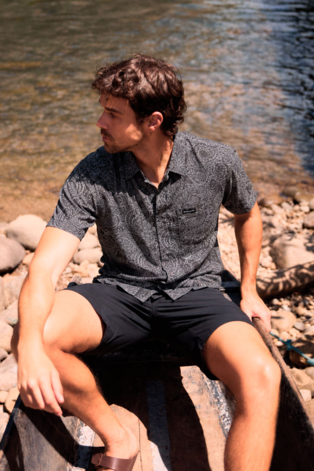 Camisa Mero Paisley Gris Hombre