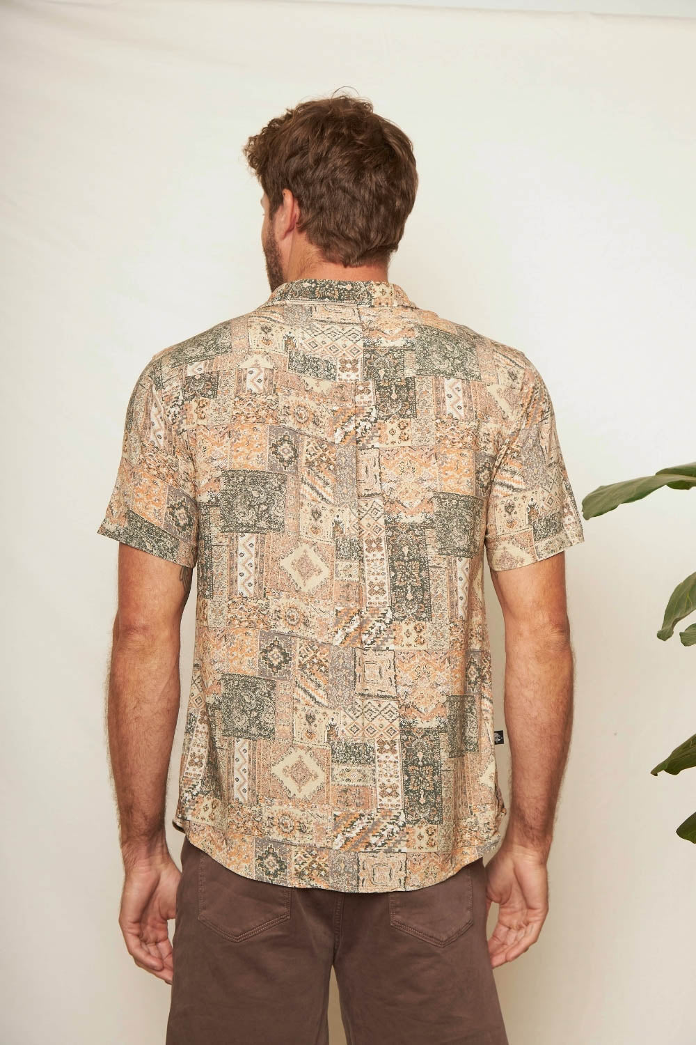 Camisa Mero Patchwork Beige Hombre