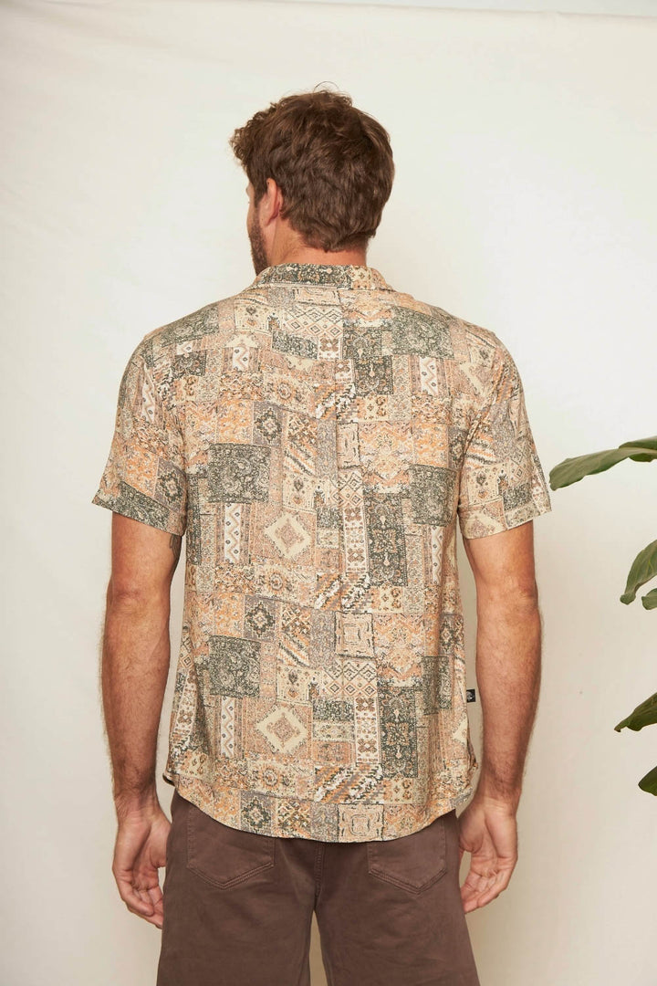 Camisa Mero Patchwork Beige Hombre