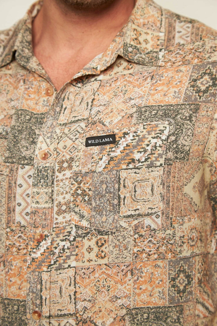 Camisa Mero Patchwork Beige Hombre