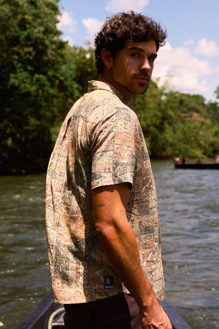 Camisa Mero Patchwork Beige Hombre