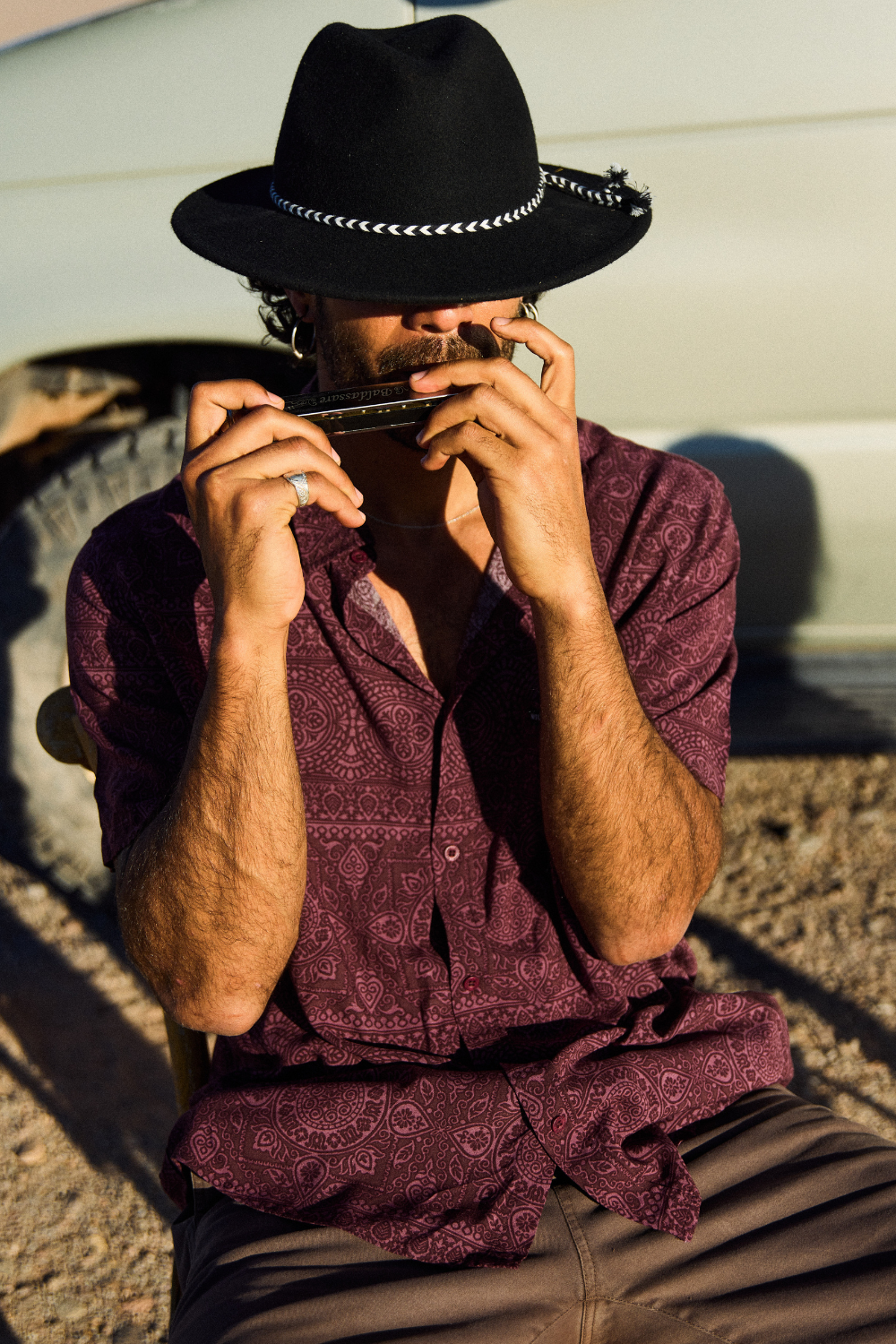 Camisa Mero Fibra Origen Natural Tribal Burdeo Hombre Wild Lama