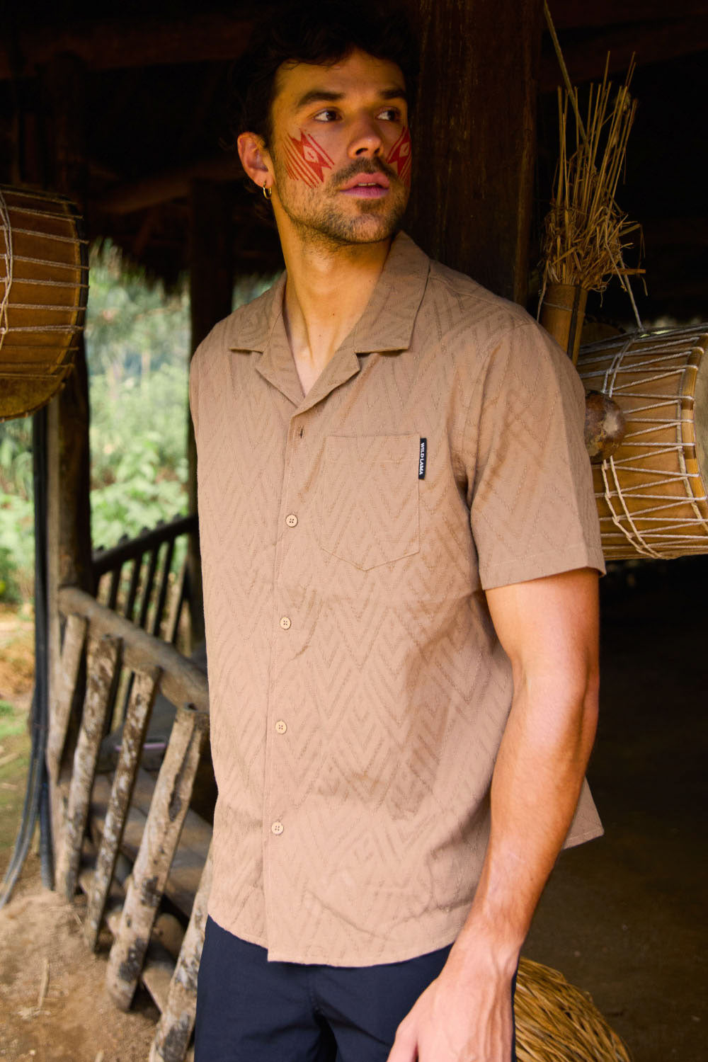 Camisa Sumi Orgánica Cafe Hombre