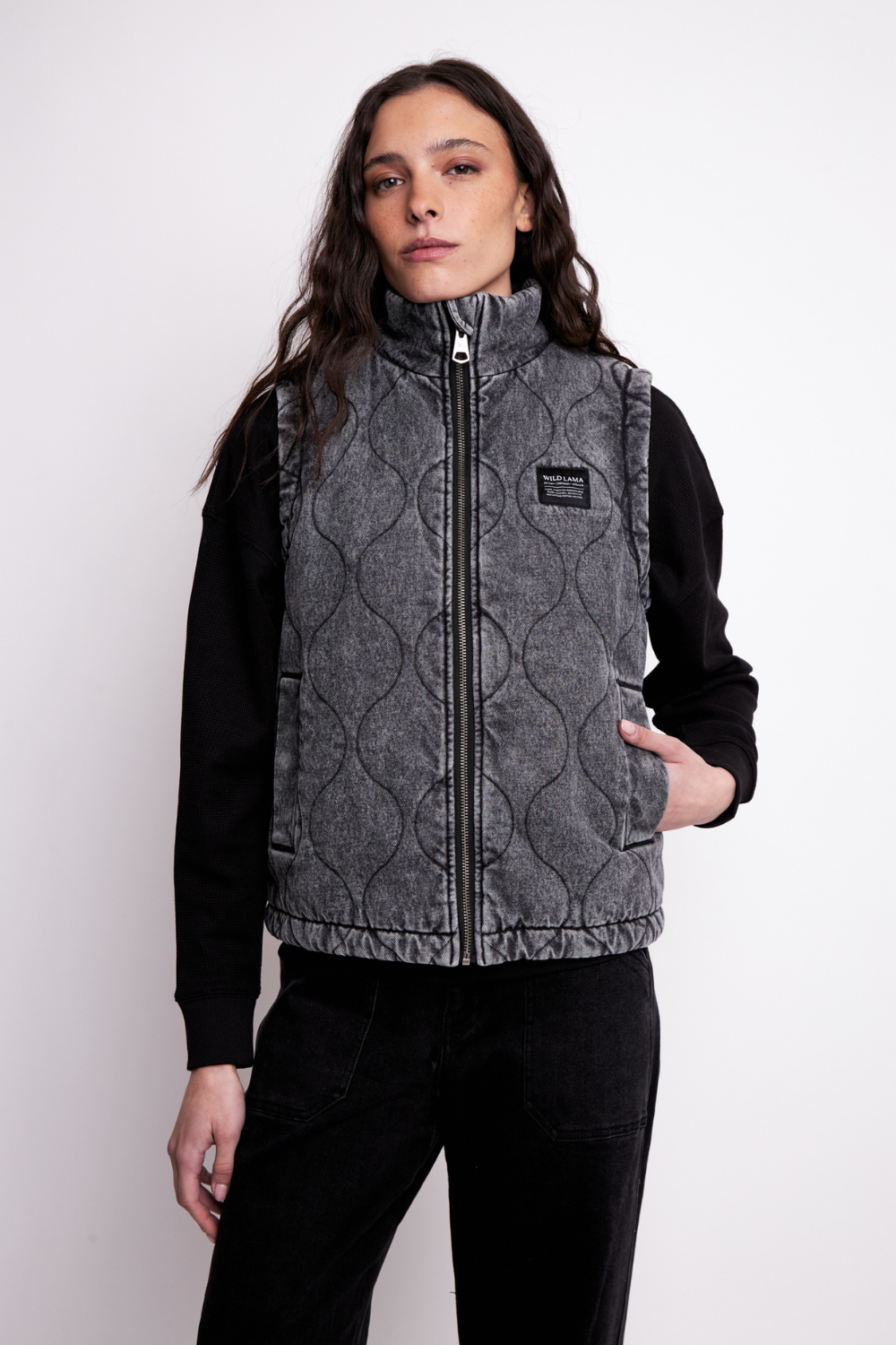 Chaqueta Roma Orgánica Denim Negra Mujer