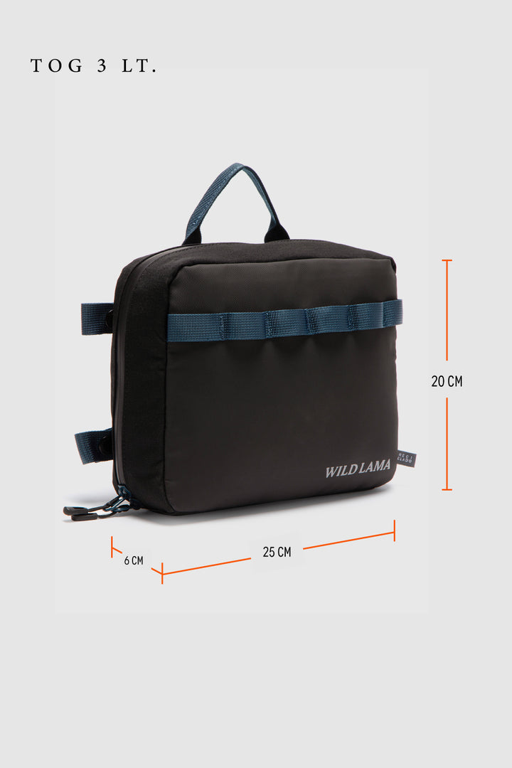 Neceser Travel Tog Reciclado Negro y Azul 3 Lts.