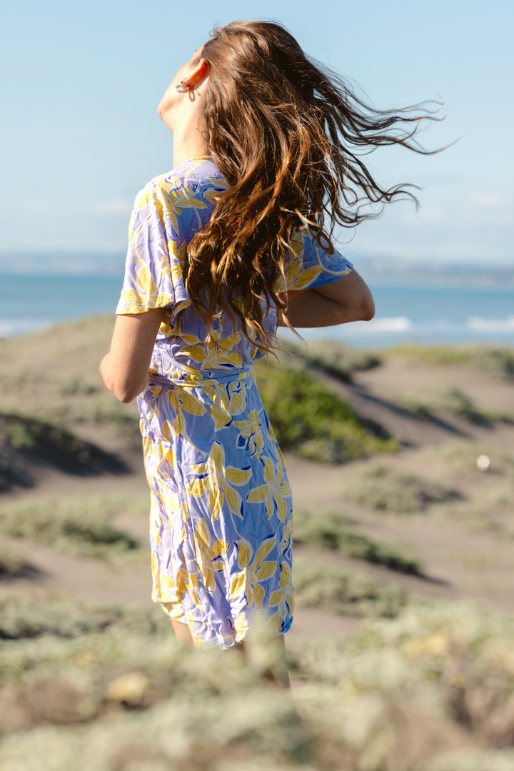 Vestido Sade Floreado Lila Amarillo Mujer