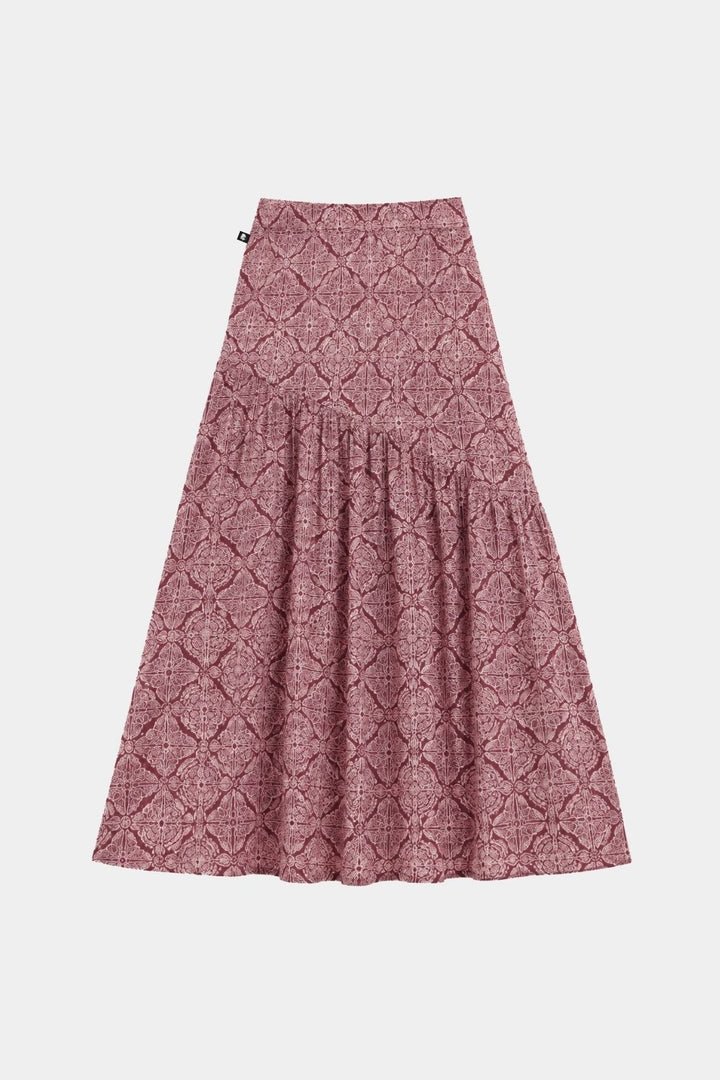 Falda Ina Print Burdeo Mujer