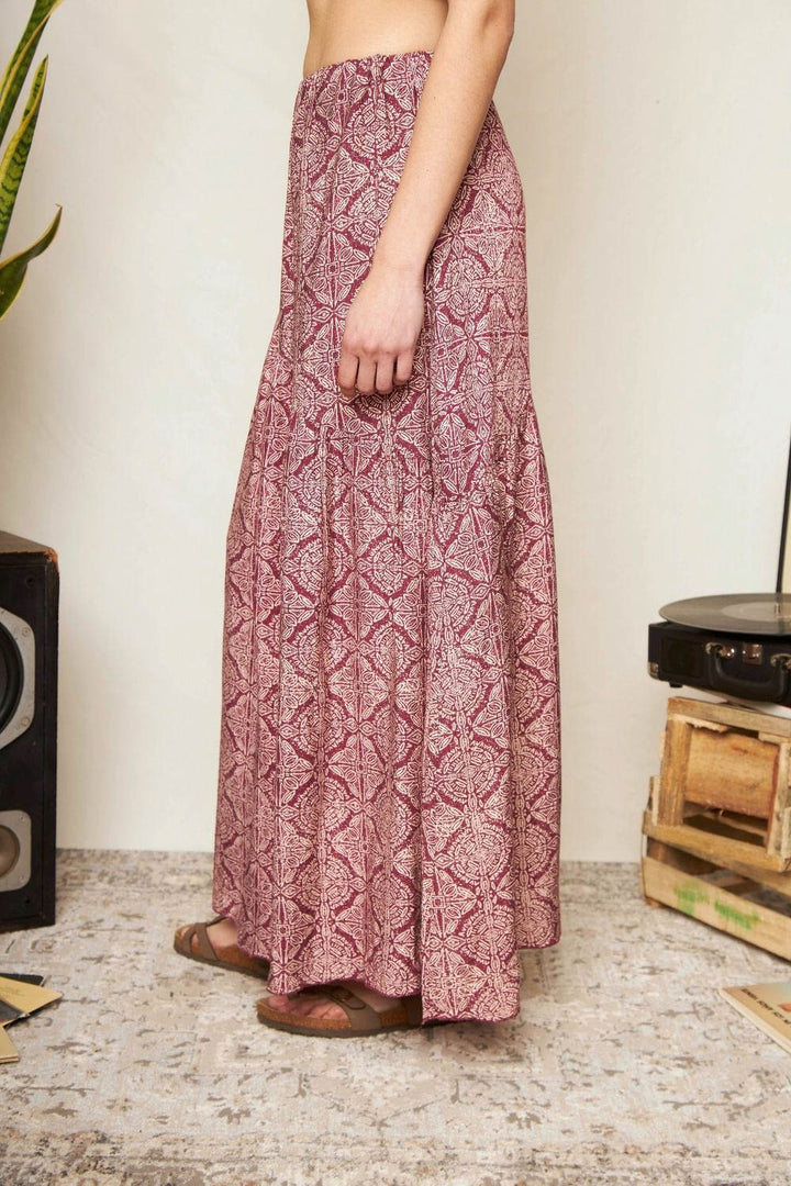 Falda Ina Print Burdeo Mujer