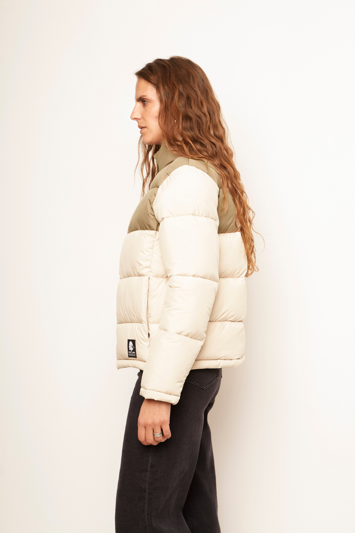 Parka Essential Reciclada Café Claro y Beige Mujer