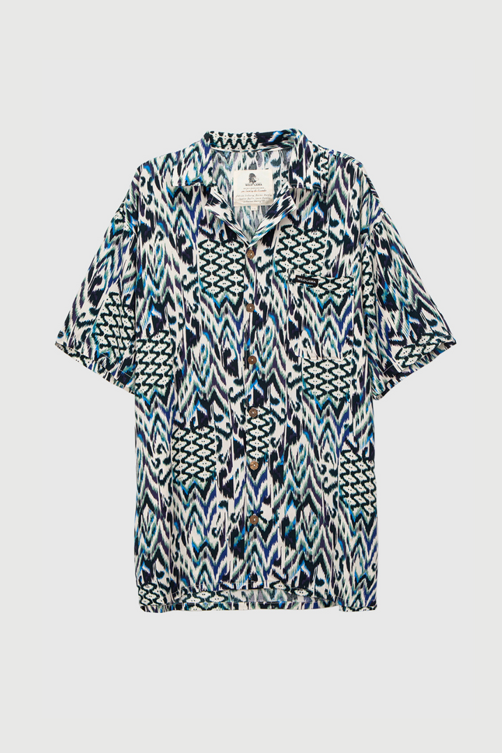 Guayabera Ecuador Print Azul Hombre