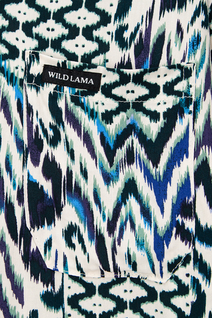 Guayabera Ecuador Print Azul Hombre