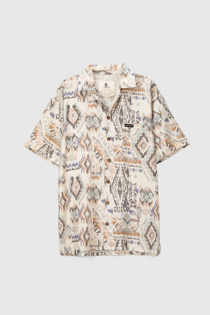 Guayabera Ecuador Print Beige Hombre