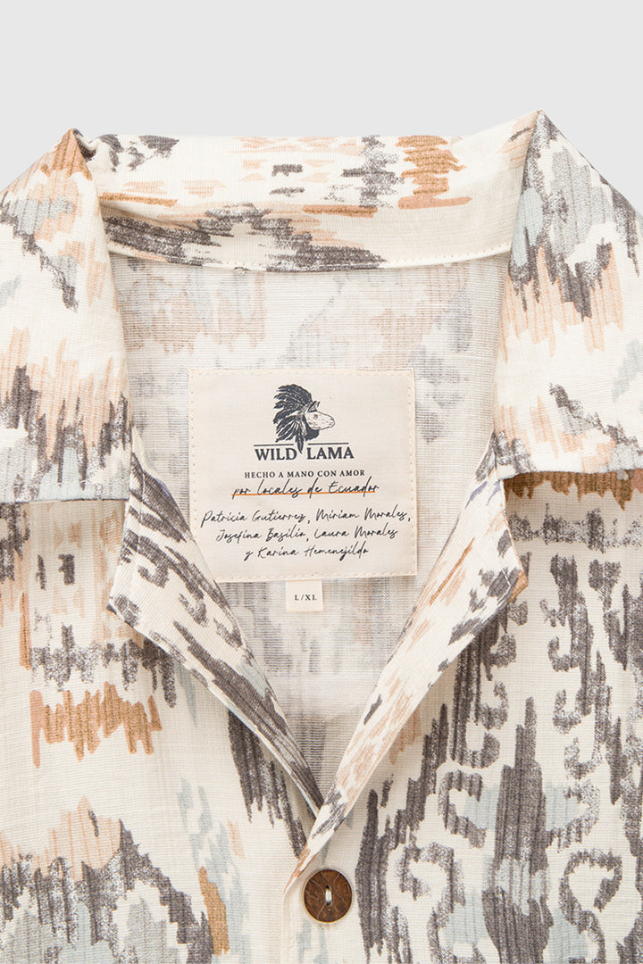 Guayabera Ecuador Print Beige Hombre