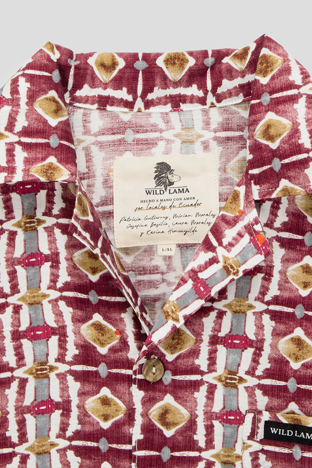 Guayabera Ecuador Burdeo Hombre