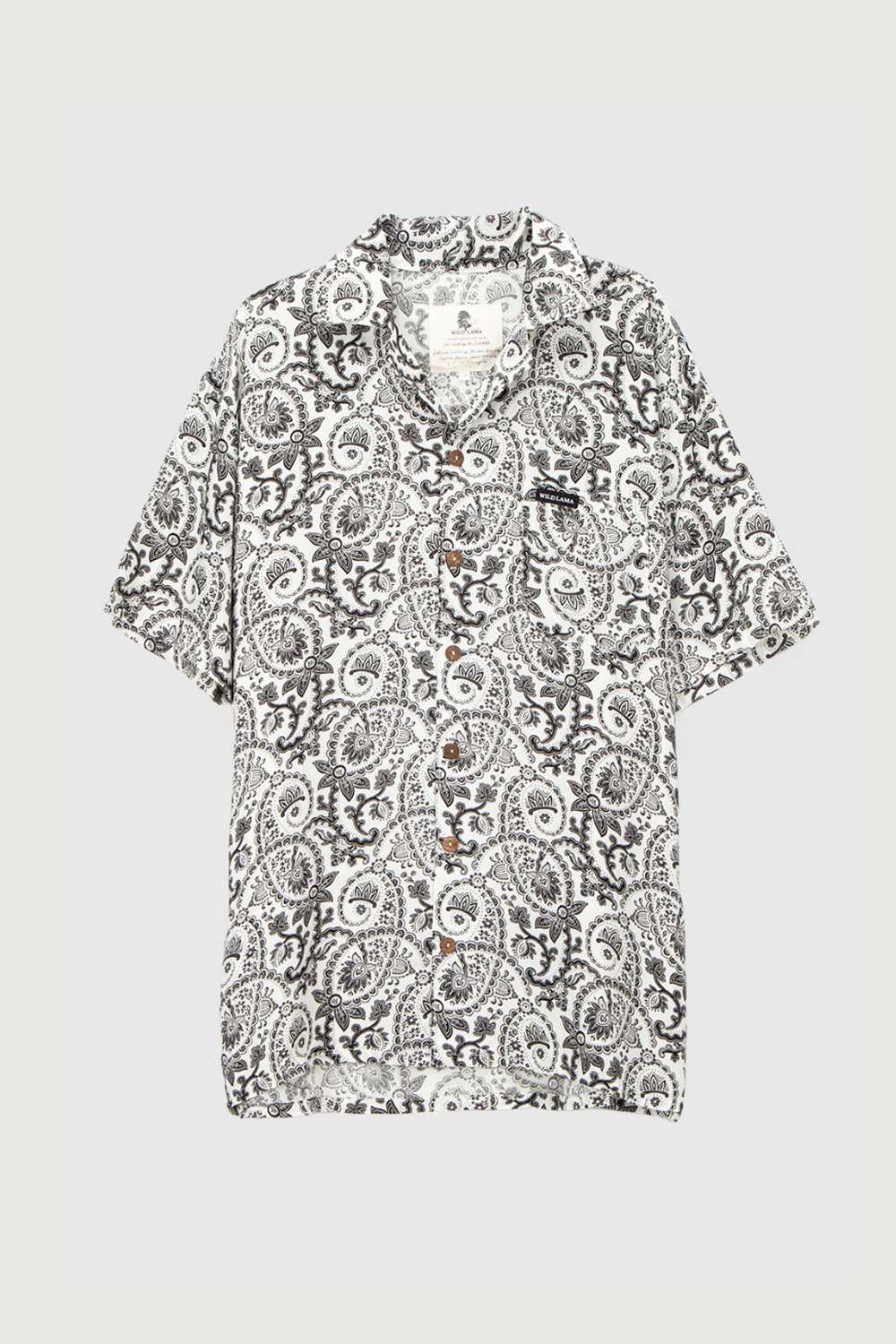 Guayabera Ecuador Paisley Blanco y Negro Hombre