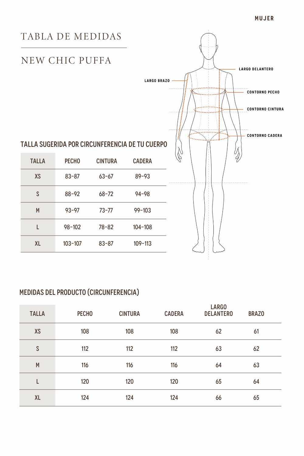 Parka Chic Puffa Orgánica Beige Mujer