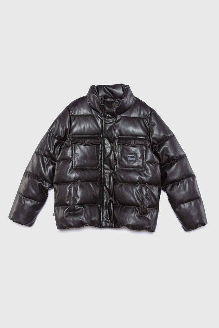 Parka Chic Puffa PU Orgánica Negra Mujer
