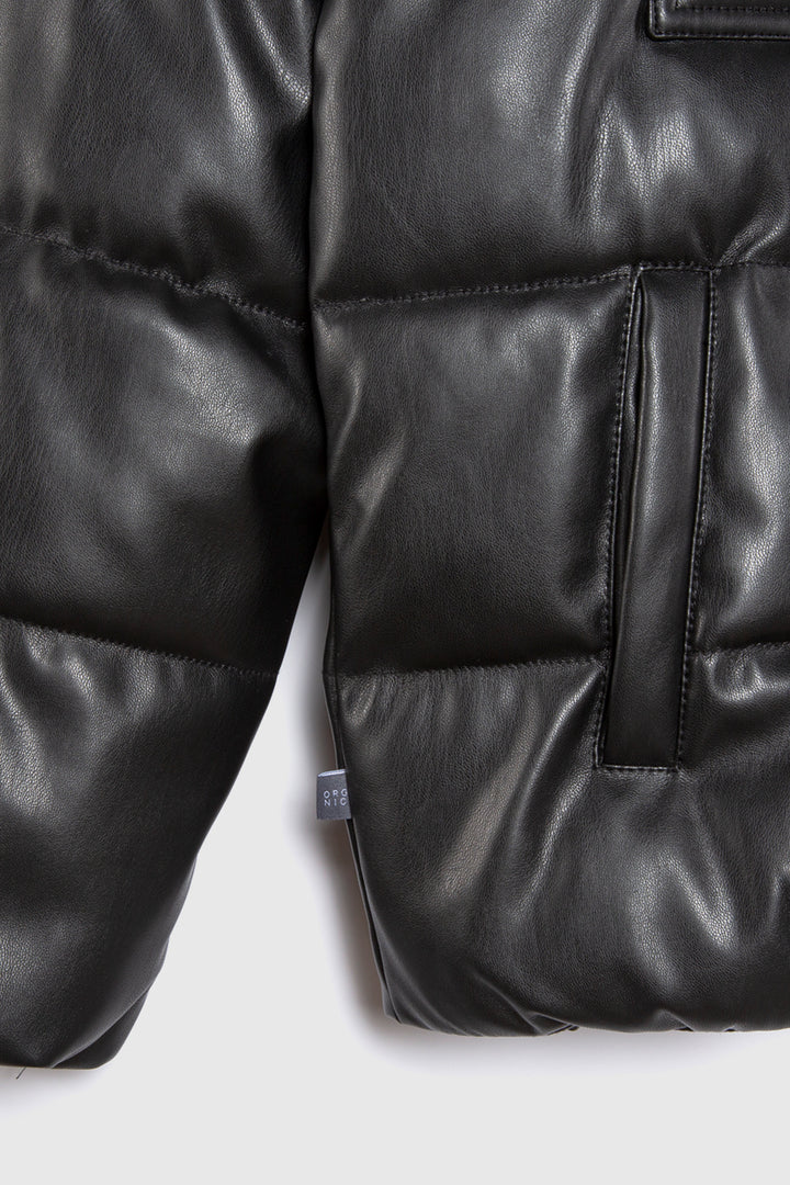 Parka Chic Puffa PU Orgánica Negra Mujer