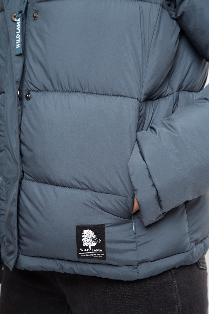 Parka Essential Reciclada Gris Azulado Mujer