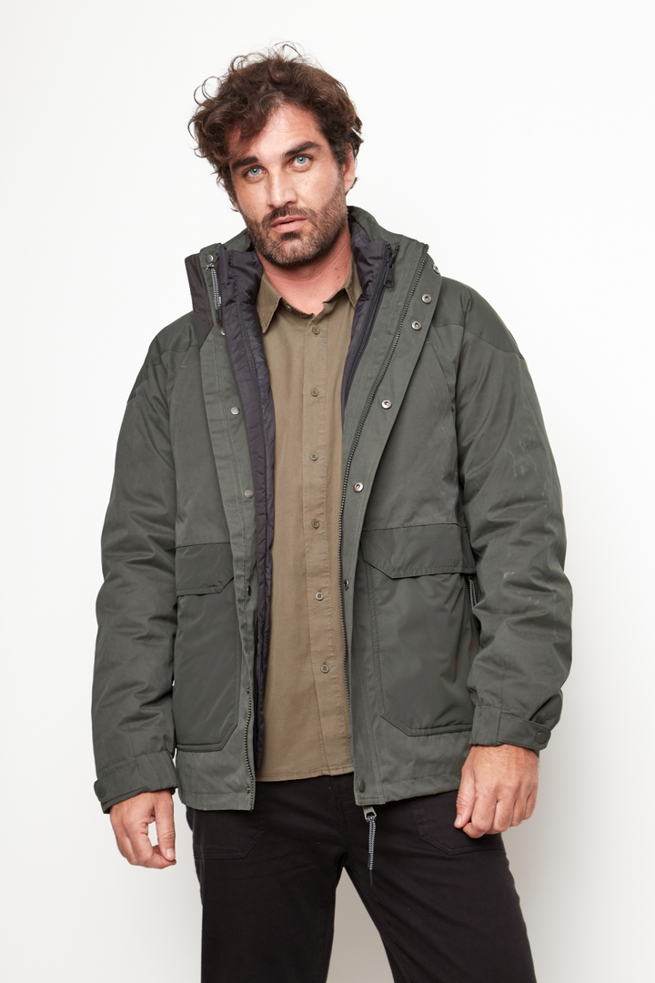 Parka Ruga 3 en 1 Reciclada Verde Hombre