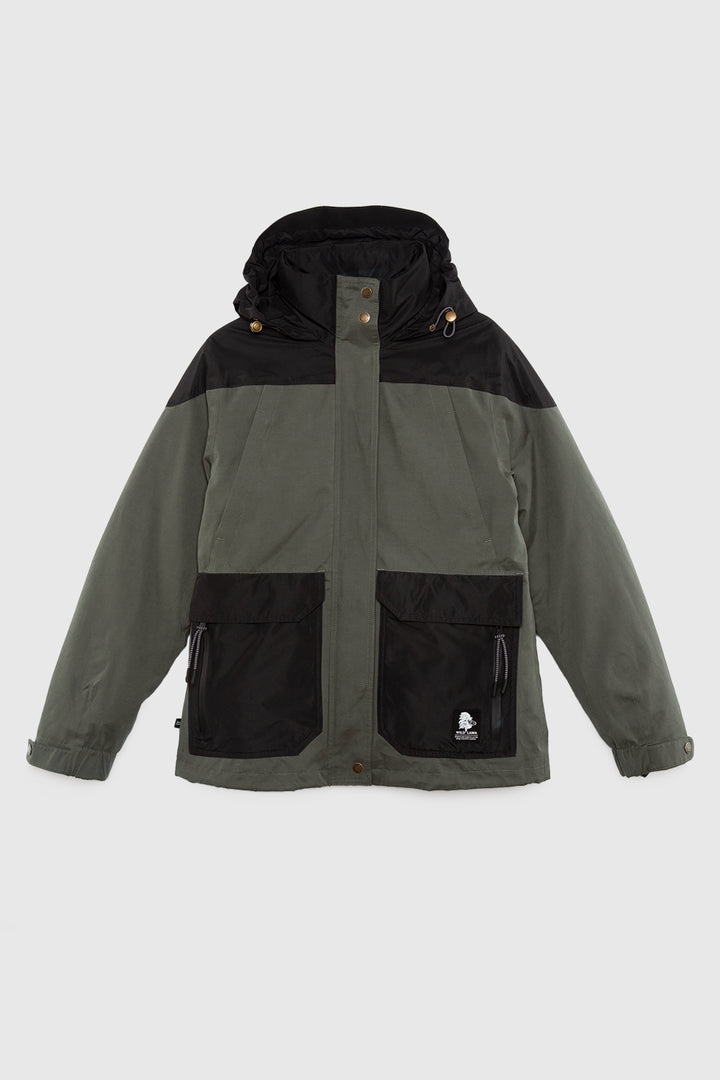 Parka Ruga 3 en 1 Reciclada Verde Militar Mujer