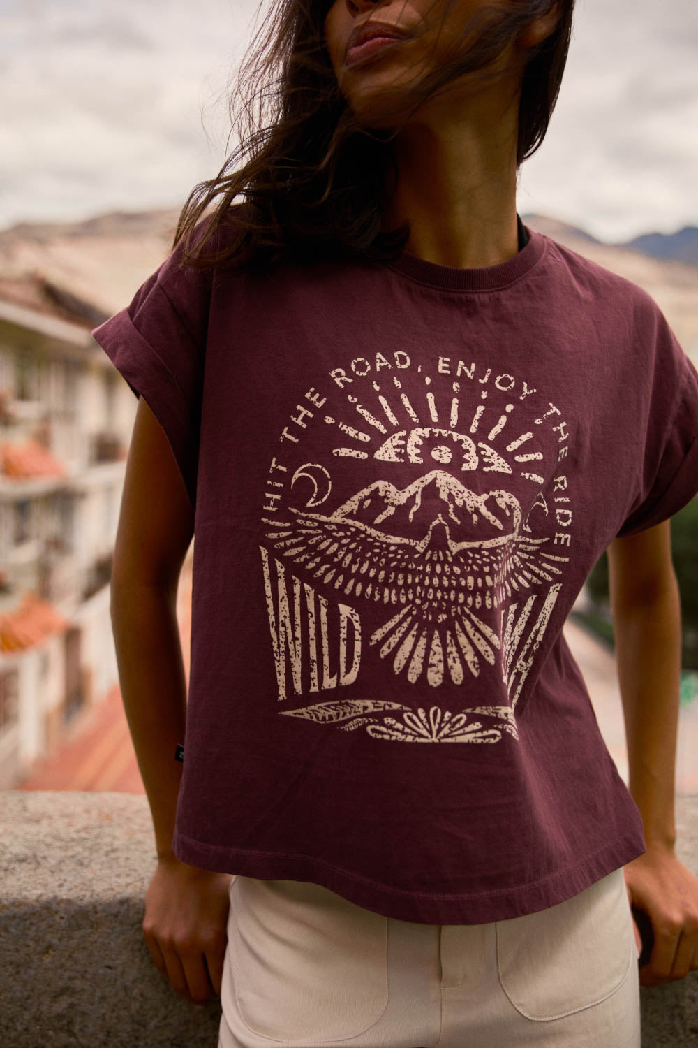 Polera Nirva Orgánica Burdeo Mujer