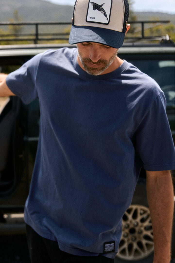 Polera Bat Orgánica Azul Hombre