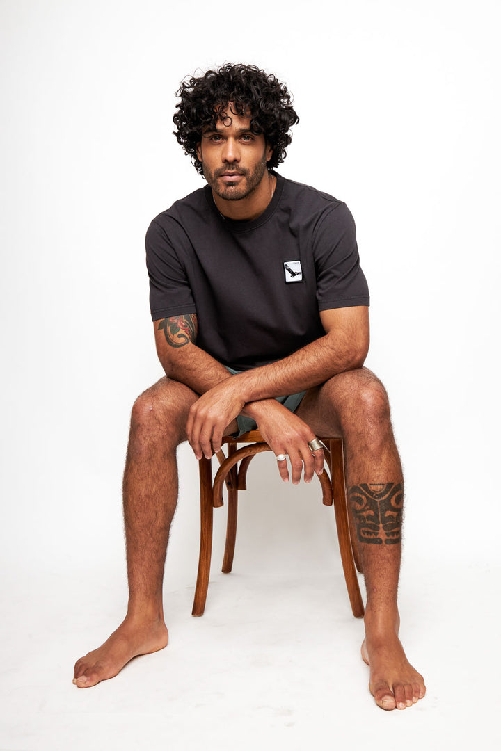 Polera Bat Parche Orgánica Negra Cóndor Hombre
